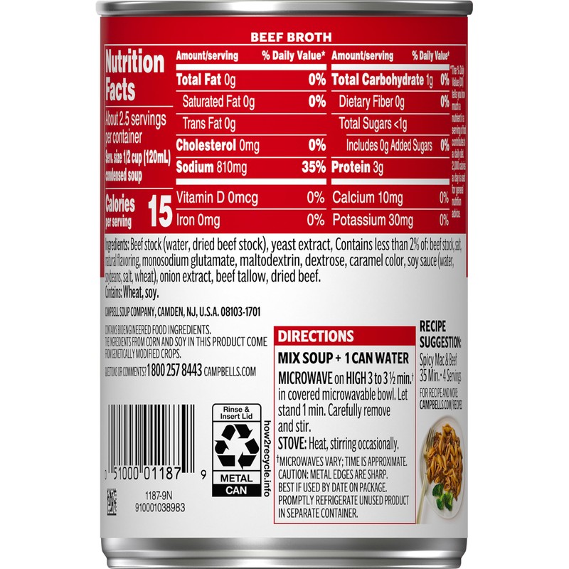 Campbell's Condensed Beef Broth, 10.5 Ounce Can (Case of 12)