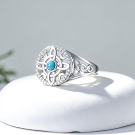 MDJY S925 Sterling Silver Witches Knot Ring for Women, Celtic Witch Ring with Turquoise & Moon Phase, Hypoallergenic Pagan Wiccan Spiritual Jewelry Gift for Her (9)