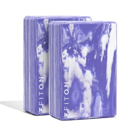 FitOn 2 pack of Premium Yoga Blocks - Portable High-Density EVA Foam Blocks - 3 Height Levels, Lightweight for Deeper Stretches, Enhanced Poses, and Alignment - Slip-Resistant Grip - 9x6x3 inches