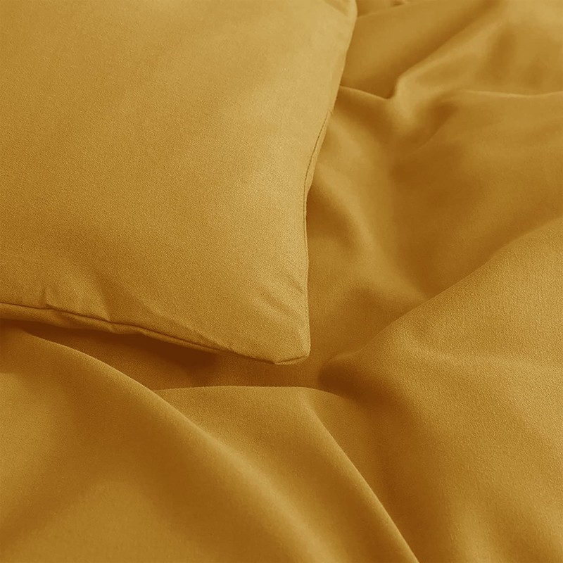 MOONLIGHT20015 Single Duvet Cover - Ochre Solid Soft Single Bedding