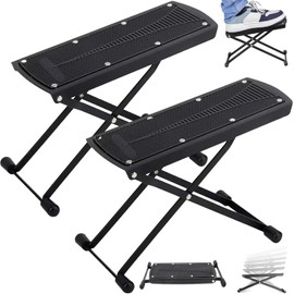 Taburete Ajustable para Guitarra, Taburete para Guitarra de Goma Antideslizante, 6 Niveles de Altura Ajustable Reposapiés Plegable, Guitarra de Metal para un Soporte Comodo y Solido - 2 PK