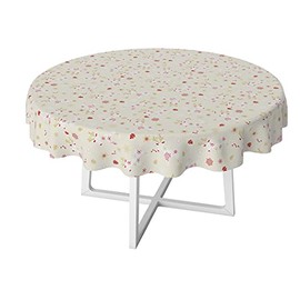 Karina Home Scandi Christmas Reindeer PVC Vinyl Wipe Clean Oilcloth Tablecloth (Round 138cm, Cream)