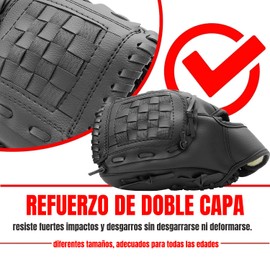 Guante de Béisbol, Guante de Sóftbol, Guante de Béisbol para adultos jóvenes y juegos para principiantes, guante de sóftbol, guante de mano izquierda, lanzamiento de mano derecha (Negro,10.5''/26.6cm)