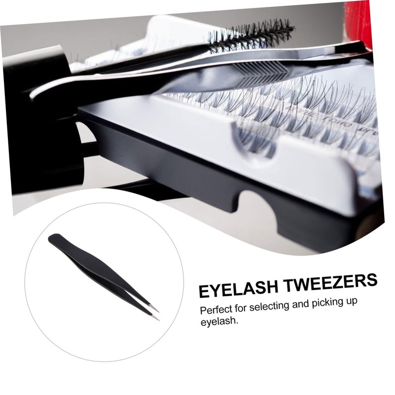 Healeved 6pcs Stainless Steel Eyelash Tweezers for Makeup Eyelash Extension