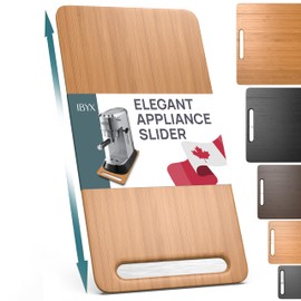 Ibyx Elegant Sliding Tray for Your Coffee Maker & Heavy Kitchen Appliances - Sturdy, Slides Easily from Under The Cabinet (Natural, 7.5”W x 14.5”D)