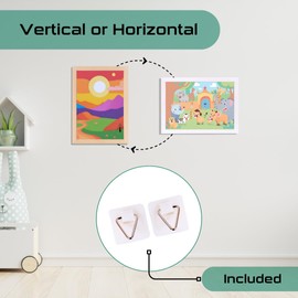 Bilderrahmen für Kinderzeichnungen A4 mit Federmechanismus – Kunst-Display für Kinder, einfache Einlage, schneller Wechsel, Naturholz, Kapazität 100 Blätter, mit Aufhängern (Weiß)