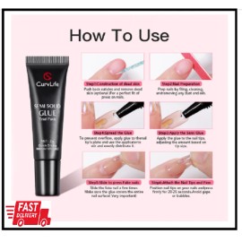 Curvlife Nail Tips Semi Solid Nail Glue 2G (5Pcs) - Super Strong, Soft Glue Gel