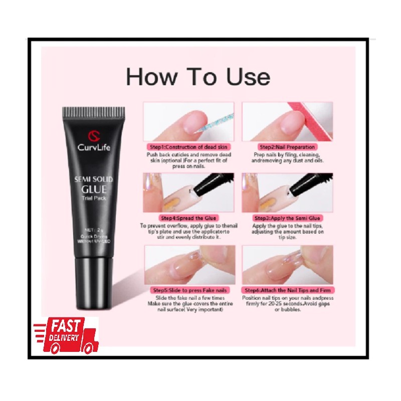 Curvlife Nail Tips Semi Solid Nail Glue 2G (5Pcs) -