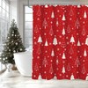 AIBIIN Red Christmas Shower Curtain Xmas Tree Snowflakes Bath Curtains