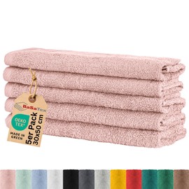 BaSaTex - Set di asciugamani per ospiti, confezione da 5 - Asciugamani in spugna con anello di sospensione in morbida cotone da 30x50 cm - Asciugamani per ospiti certificati Öko-Tex Standard 100