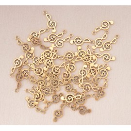 Ruwado 50 Pcs Musical Note Charm Metal Music Symbol Vintage Elegant Chic Instrument Pendant Beads for Craft Art Supplies Jewelry Making Finding DIY Necklace Bracelet Earring (Antique Gold)