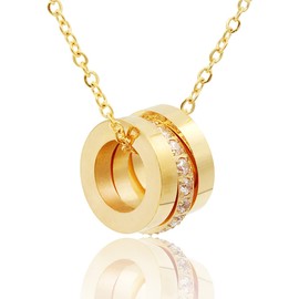 Trinity Circle Necklace on Collar Bone | Eternity Pendant Necklace in 18kt Yellow Gold Plated Surgical Stainless Steel (Yellow)