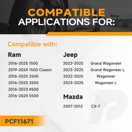 Pruto Premium Cabin Air Filter Activated Carbon Compatible with Ram Jeep Mazda 2016-2025 Ram 1500/2500/3500 1500 Classic Wagoneer Grand Wagoneer, 2007-2012 CX-7, replaces CF11671 68406048AA