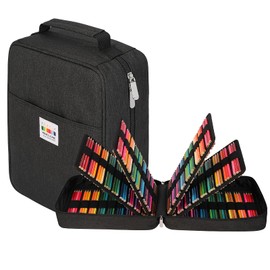 Jakago Pencil Case with 90 Large Elastic Compartments - Holds up to 270 Pencils, Crayons or Gel Pens - Ideal for Artists (Black)