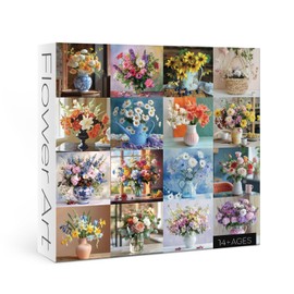 Flower Puzzle Art Puzzles 1000 Pieces for Adults, Colorful Jigsaw Puzzles Plant Puzzle, Sunflower Rose Flowers Jigsaw Puzzle Family Collage Puzzles for Challenging