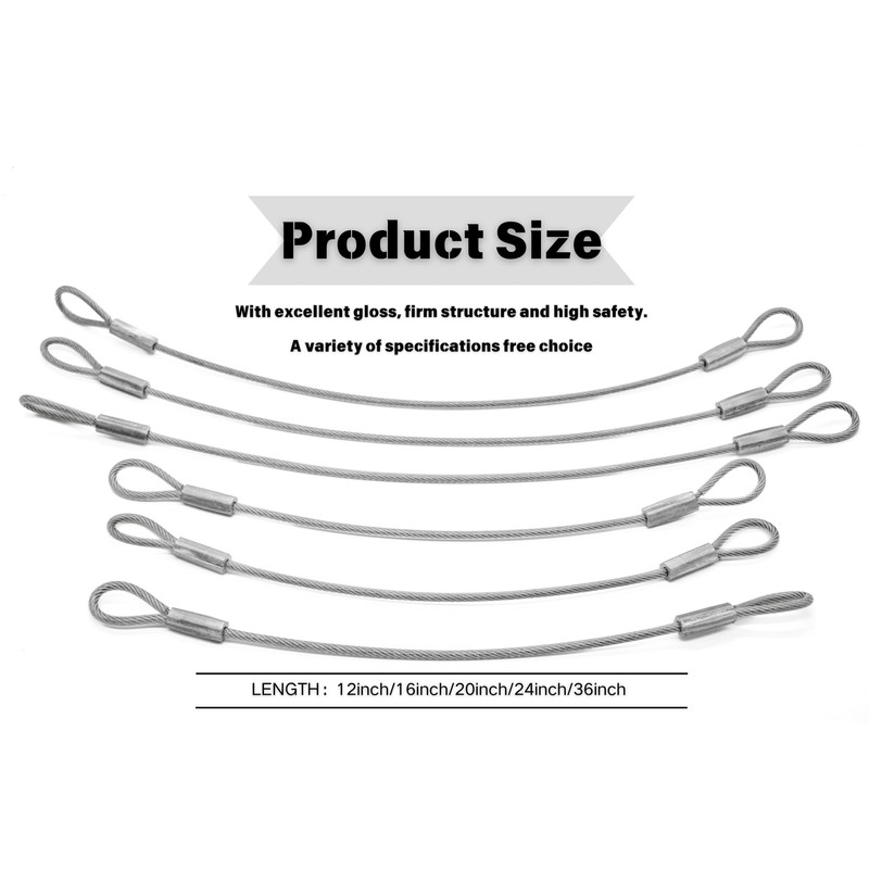 5 Pack Stainless Steel Cable Wire Loop with Nylon Coating,