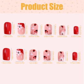 96 Pieces Kids False Nails, Children Press on Fake Nail Tip, Pre-glue Full Cover Short False Nails, Kids Stick on Nails for Kids Girls Nails Art Decoration (Flower, Medium)
