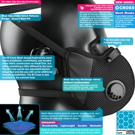 BASE CAMP M Cross Dust Mask, Reusable Breathable Comfortable Sport Safety Work Mask with Extra 6 Activated Carbon Filters for Woodworking Construction Sanding Gardening Sawing