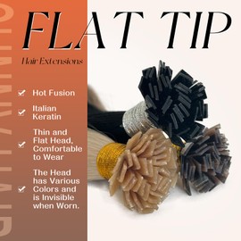 Sunny Hair Flat Tip Hair Extensions Real Human Hair Ash Blonde Mix Bleach Blonde Flat Tip Keratin Hair Extensions for Women Natural Hair Pre Bonded Hair Extensions Add Length 50s 50g 20inch