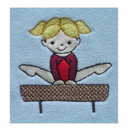 Kiana Beam Gymnast (1053) - Embroidered Deluxe Fleece Baby Blanket (Heavier Weight) (Pink Rosebud)