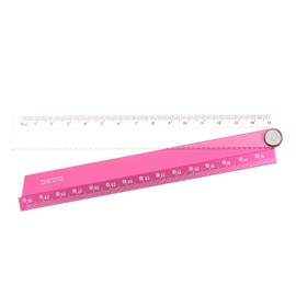 HARFINGTON Folding Straight Ruler 30cm Metric Aluminum Alloy Ruler with Angle Line & Wave Edge Geometric Measuring Tool for Children Architects Study Classroom Office, Red