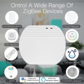 QIACHIP Smart Zigbee Bridge Hub, WI-FI & Zigbee Dual-protocol Supporting, APP Control and Multi-device Management，works with Google Home Alexa