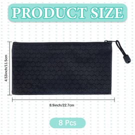 CRASPIRE 8Pcs Black Zipper Pouch File Bags A6 Size Rectangle Oxford Waterproof Reusable Filing Documents Pen Pencil Storage Folder for School Home Office Supplies Travel Cosmetics Accessories