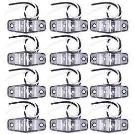 LBRST 2.5" Clear Lens LED Truck Trailer Oval Red Side Fender Marker Light - Waterproof Sealed Surface Mounted for Mini Clearance Identification (12 Pcs)