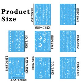 Fssqii Blue Luminous Temporary Tattoos Glow in the Dark Music Festival Moon Tattoos Waterproof Planet Star Fake Tattoo Sticker for Women Men Face Body Arm Party Cute Skin Tattoo Decorations