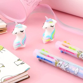 6 Multicolor Unicorn Pen Retractable Gel Pen Ballpoint Shuttle Pens Liquid Ink Pens Set Pen Supplies Office Gifts 6-Color-In-1