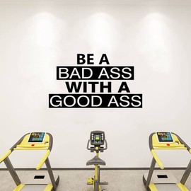 SEATUNE Gym Wall Stickers - Motivational Wall Decals - Quotes Inspirational Women - Bedroom Living Room Family Decorative Home Vinyl Decor Art Stickers Saying, Be A Bada$s with A Good A$s 36.2"X21"