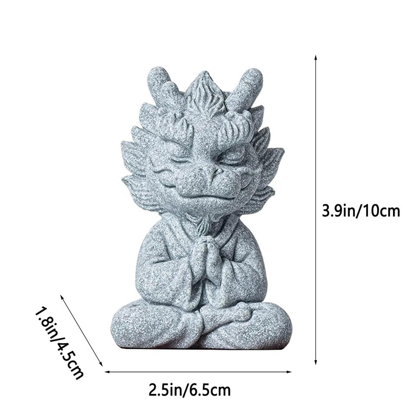 Meditating Dragon Statue Sandstone Dragon Sculpture Wealth Success Good Lucky