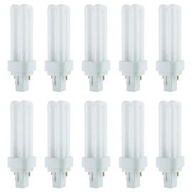 Sunlite 40543 PLD13/SP65K/10PK Double Twin Tube Compact Fluorescent Lamp, PLD 2-Pin, 13 Watts, 660 Lumens, 6500K Daylight, 2-Pin (GX23-2) Base, 10 Pack