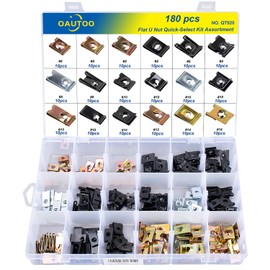 OAUTOO 180pcs Automotive Body Flat U Nut Quikc-Select Kit Assortment