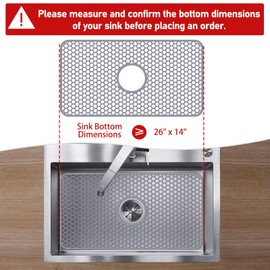 Silicone Sink Mat - Protectors for Kitchen Sink with Center Drain, 26"x 14" Kitchen Grid Accessory, Non-Slip Heat-Resistant Mat for Bottom of Farmhouse Porcelain Stainless Steel (Center Hole)