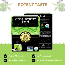 Buddha Teas - Organic Divine Immunity Blend - Herbal Tea - For Health & Wellbeing - With Antioxidants & Minerals - Clean Ingredients - Caffeine Free - OU Kosher & Non-GMO - 18 Tea Bags (Pack of 1)