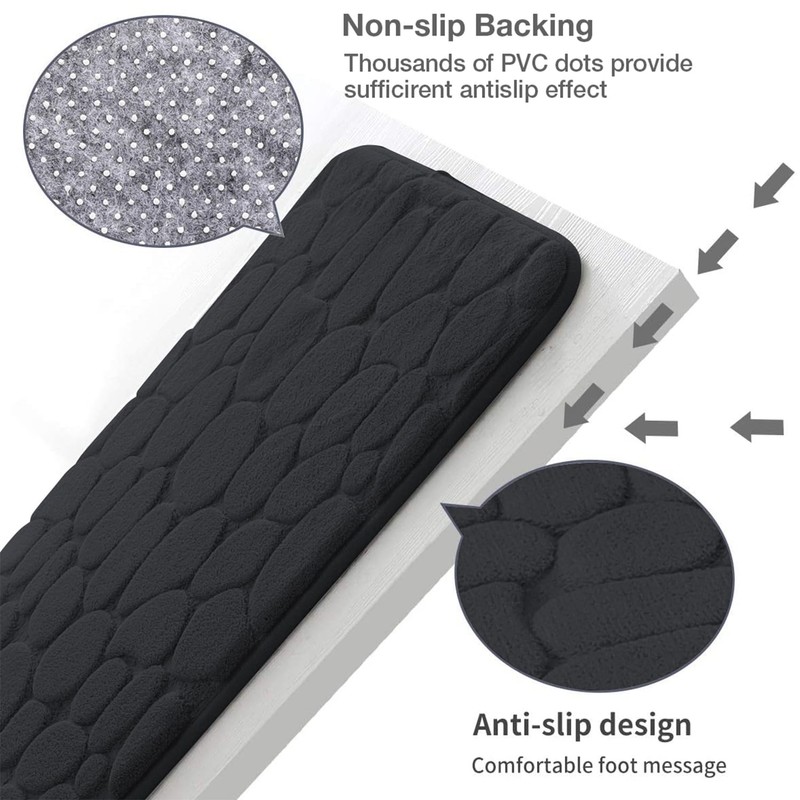 YIHOUSE Memory Foam Bath Mat Cobblestone Bathroom Rug Non Slip
