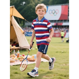 COSLAND Boy Red White and Blue Shirt Kids American Flag Costume, Red White & Blue, S