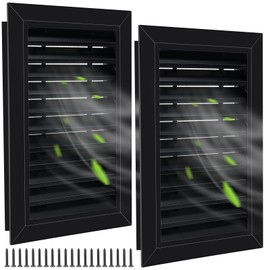 Gisafai 2 Pcs 12" x 18" Gable Vent Aluminum Alloy Wall Vents Shed Attic Vent with Screen Return Air Grill with Screws, for Ventilation Exterior Doors Wall House (Black)