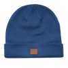 Clape Leather Patch Knit Hat Ribbed Beanie Hats Soft Comfortable