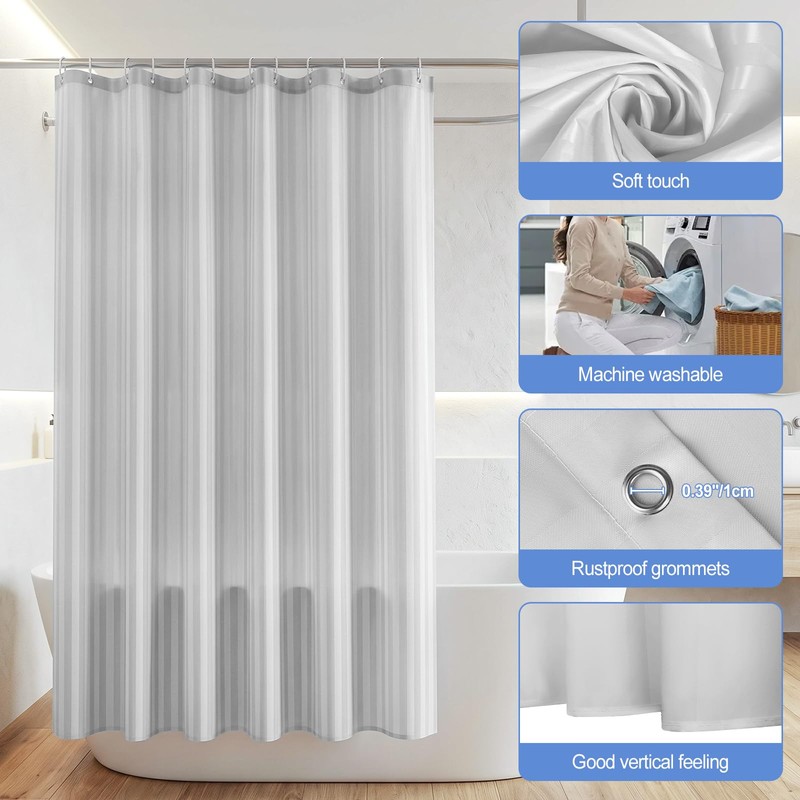 cloth polyester shower curtain liner bathroom fabric white 72x72in