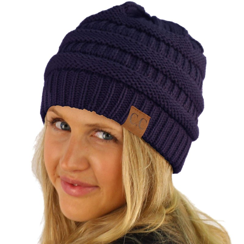 CC Classic Winter Fall Trendy Chunky Stretchy Cable Knit Beanie