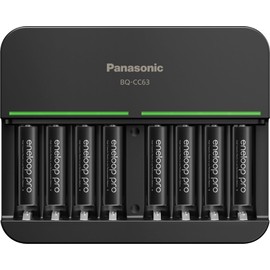 Eneloop Panasonic K-KJ63K3A8BA Advanced pro 8-Position Rechargeable Battery 6-Hour Quick Charger with 8 LED Charge Indicator Lights with 8AAA pro Batteries