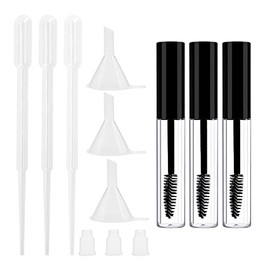 Paquete de 3 botellas vacías de tubo de rímel de 10 ml con varita de pestañas, inserciones de goma, embudos y tubos, botella de crema para pestañas...