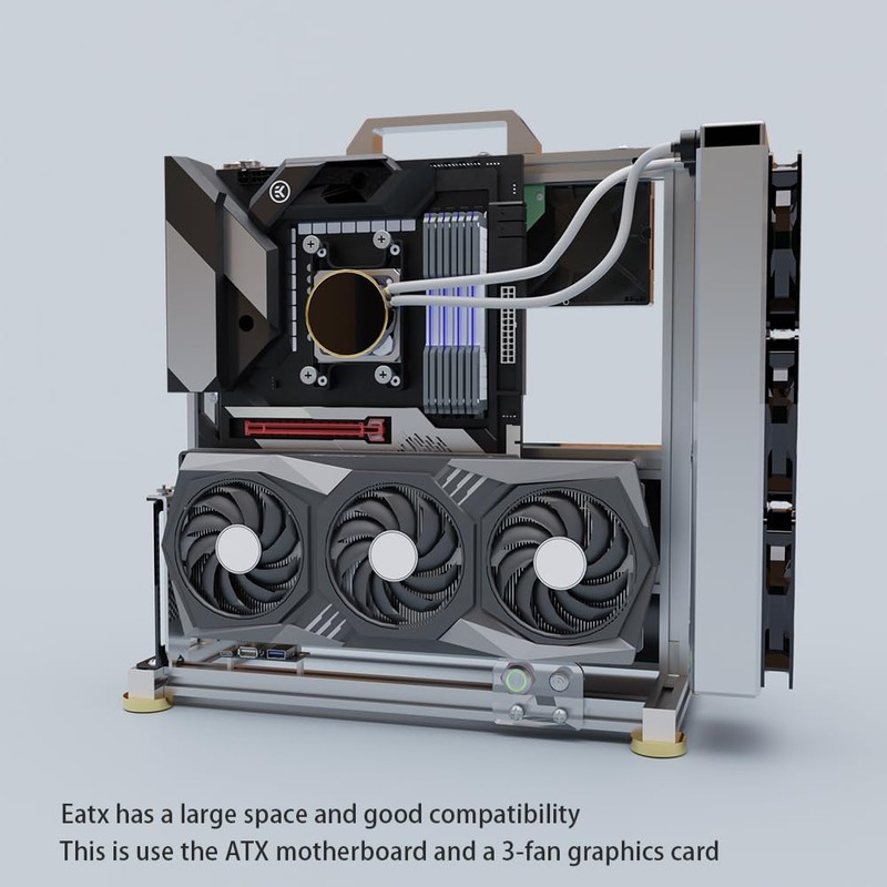 DIY Open Frame PC Chassis, Aluminum Computer Case, Supports Dual