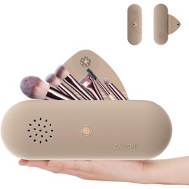 Funda para Brochas de Maquillaje,Bolsa de Maquillaje de Silicona, Caqui Soporte para Brochas de Maquillaje de Viaje,a Prueba de Polvo y Transpirable, para Viajes y Uso Doméstico