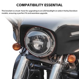 LuxeMoto 7 Inch Round Headlight Ring Mounting Bracket for Harley, Chrome Head Lamp Adapter Mounting Bracket Ring for Street Glide Road King Electra Glide Davidson Accessories