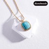 Sheplus Long turquoise square gold necklace, Brass, No Gemstone