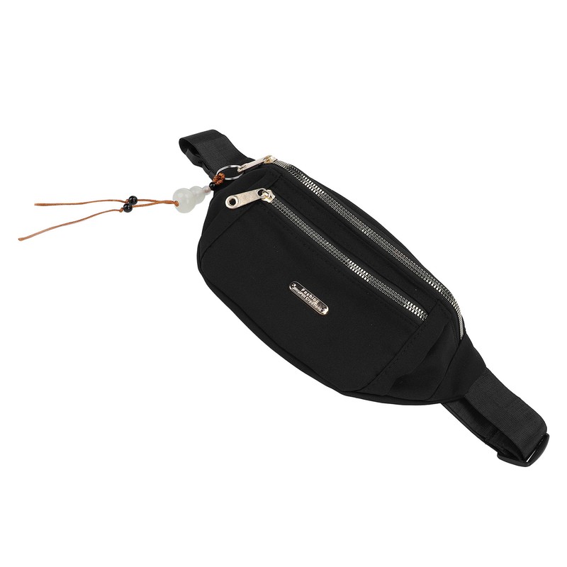 Waist Bag Multi Layer Stylish PU Smooth Zipper Large Capacity