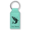 LaserGram Rectangle Keychain, Great White Shark, Personalized Engraving Included (Teal)